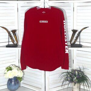 Hollister Long Sleeve Red and White Graphic Shirt - Medium